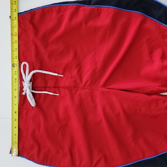 Chaps Men's Board Red Black White  Stripes Shorts Swim Trunks Key Pocket Size 36 - Picture 12 of 14